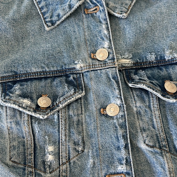 Zara Distressed Crop Jean Jacket - Picture 2 of 4